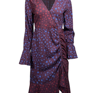 Parker - Plum Purple & Multi Color Floral Print Long Sleeve Dress Sz 2