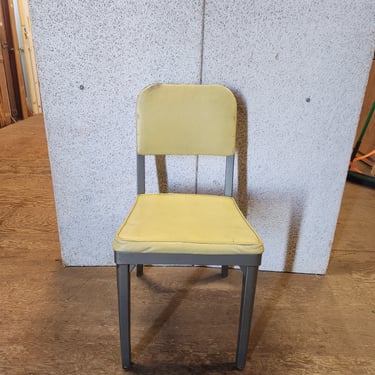 Vintage Steel and Yellow Vinyl Chair 16 x 32.25 x 20