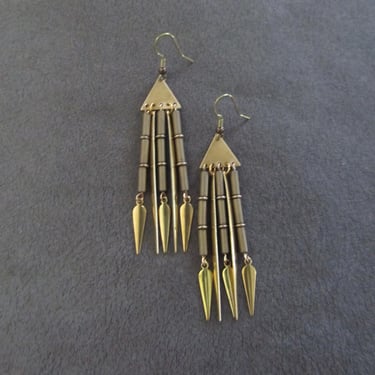 Long brass chandelier earrings 