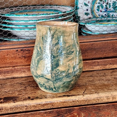 MARIE MOELLER Vase 1974~Colorado Spruce~Vintage Handmade Pottery 