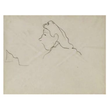 Original ALBERT MARQUET Pencil on Paper Double-Sided Drawing, Profile of a Woman Art 