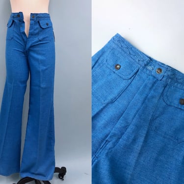 1970s Deadstock Upstairs Closet Blue Bell Bottoms, Vintage Blue Pants, 70's Deadstock, Vintage Boho Hippie, 26" Waist, Sold As-Is by Mo