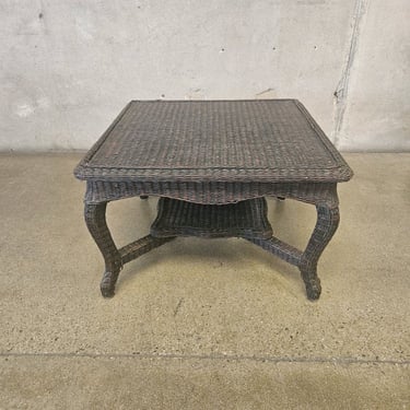 Vintage 1940s Dark Real Wicker Low Table #2