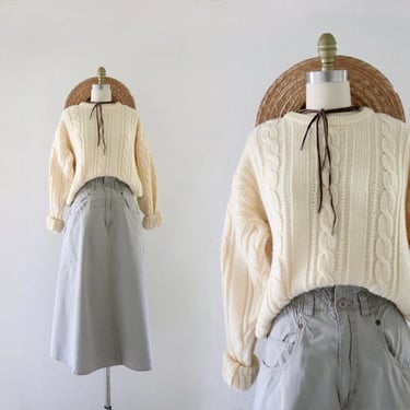 buttercream fisherman sweater m/l 