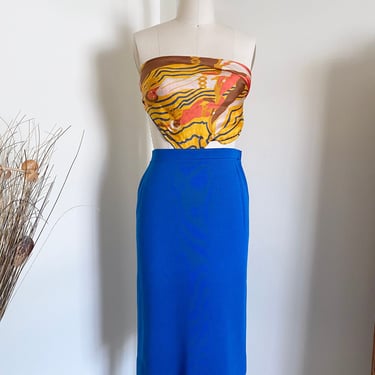 Vintage 60's Blue Knit Skirt by Cadillac 