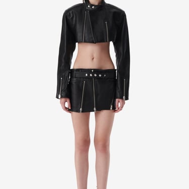 IRO X SMV BLACK LEATHER CROP MOTO JACKET