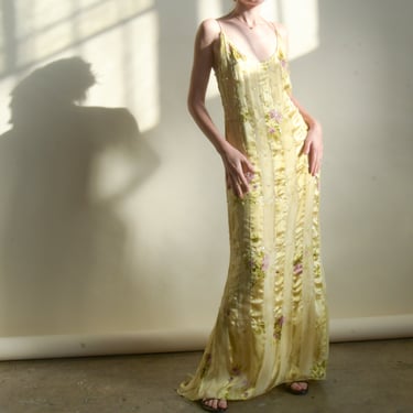 3187d / badgley mischka floral silk chiffon beaded dress 