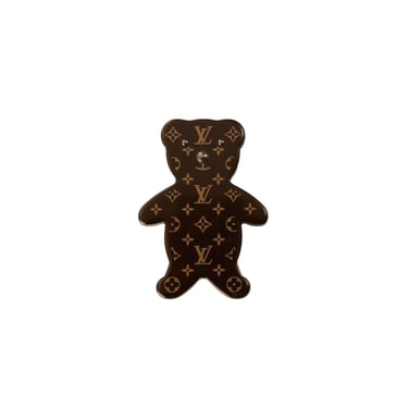 Louis Vuitton Brown Teddy Bear Logo Monogram Pin