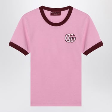 Gucci Pink T-Shirt With Gg Embroidery Women