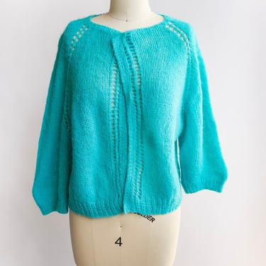 1960s Sweater Mohair Wool Knit Cardigan M / L 