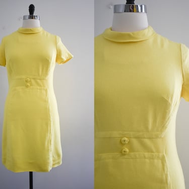 1960s Wilshire of Boston Yellow Linen Dress 