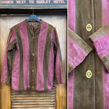 Vintage 1960’s “Bonnie Cashin” Mod Stripe Glam Suede Jacket, 60’s Leather Jacket, Vintage Stripes, Vintage Clothing 