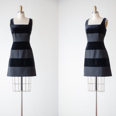 black velvet dress | 90s y2k vintage Laundry Shelli Segal goth velvet striped velvet mini dress 