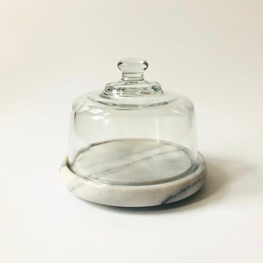 Vintage Glass Cloche on Marble Base 