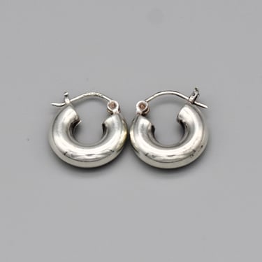 80's fat hollow sterling boho huggie hoops, chunky little 925 silver TRR? TH round dangle earrings 