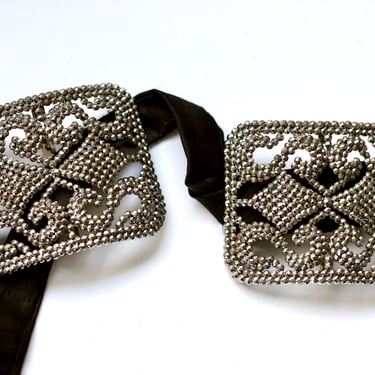19th Century Cut Steel Shoe / Sash Buckles Made in France - Antique Silver Plated Faceted Steel 