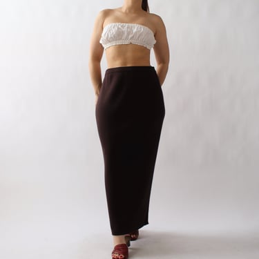 90s Mocha Wool Blend Knit Skirt - W30