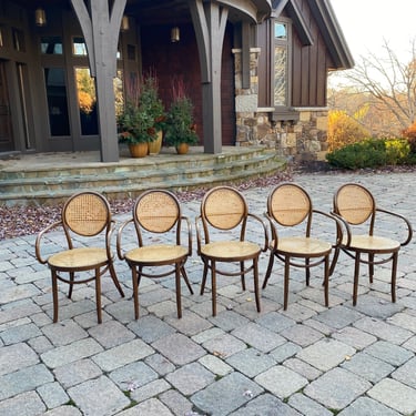 1950s Bentwood Cane M31 Armchairs Radomsko for Thonet — Set of Five