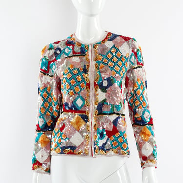 Abstract Sequin &amp; Pearl Bead Jacket