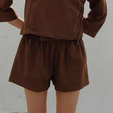 Wildflo Studio | Organic Cotton Lined Shorts in Toffee