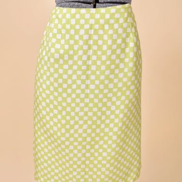 Green Checkered Silk Skirt By Versace, S/M