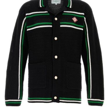 Casablanca Men Black Crochet Cardigan