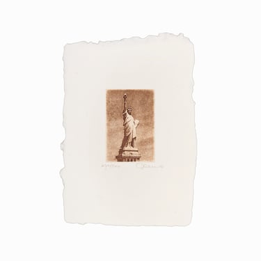 Michael J. Leu Photo Etching on Paper Print Statue of Liberty 