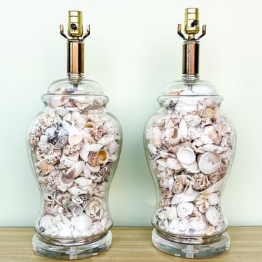 Coastal Chic Shell and Lucite Lamps