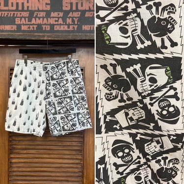 Vintage 1980’s “Hobie” Skull New Wave Rare Style Shorts Skate Surf Style, 80’s Vintage Clothing 