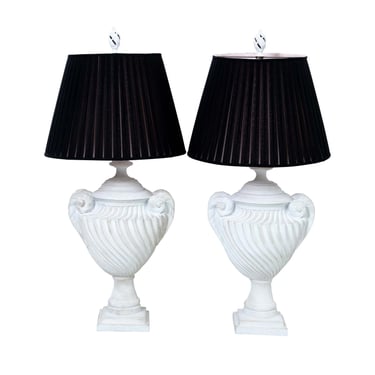 Pair of White Urn Lamps