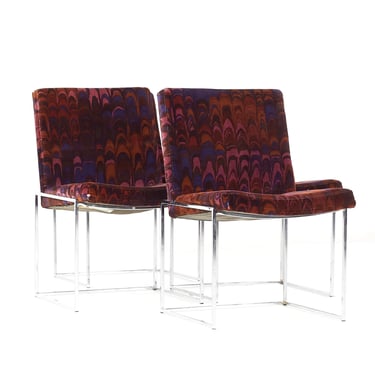 Jack Lenor Larsen Mid Century Square Chrome Framed Dining Chairs - Set of 4 - mcm 