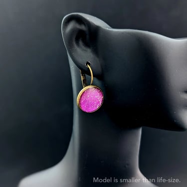 Glowing Magenta Lever-Back Earrings