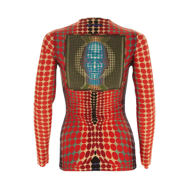 Jean Paul Gaultier Orange Cyber Dot Mesh Top