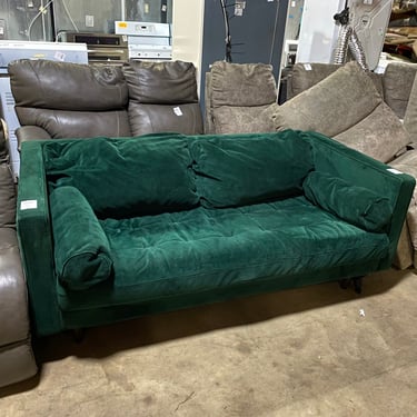 Dark Green Velvet Loveseat Sofa