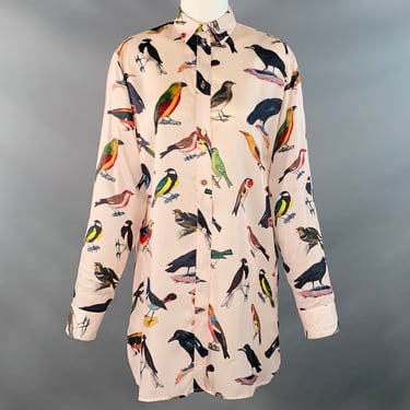 PAUL SMITH Size 4 Pink Multi Color Cupro Birds Spread Collar Shirt