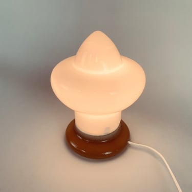 Opal Glass and Ceramic Table Lamp by Ivan Jakeš for Osvětlovací Sklo Valašské Meziříčí, Czechoslovakia 1960's 