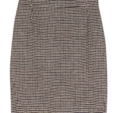Theory - Brown Wool Houndstooth Pencil Skirt Sz 8