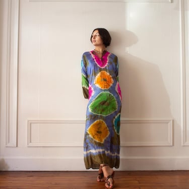 1970s Silk Batik Kaftan 