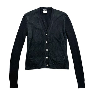 Chanel Black Suede + Cashmere Cardigan
