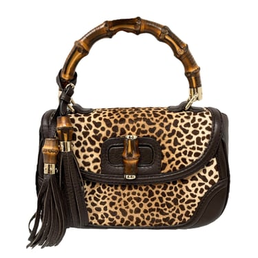 Gucci Cheetah Bamboo Handle Bag