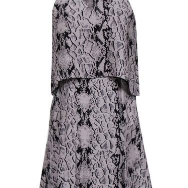 Parker - Grey &amp; Black Snakeskin Print Sleeveless Silk Dress Sz S
