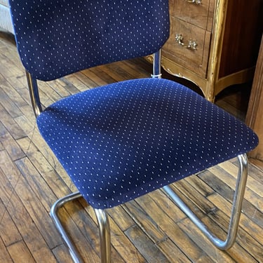 Chrome Tube Based Blue and White Office Chair