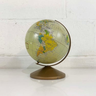 Vintage Metal Globe Stand The Revere Six Inch Diameter Replogle World Map Retro Mid-Century 1960s 