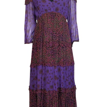 Ba&sh - Purple & Black Multi Print Maxi Dress Sz 10