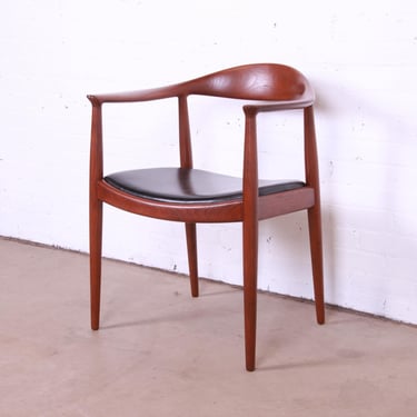 Hans Wegner for Johannes Hansen “The Chair” Teak Round Chair, Newly Restored