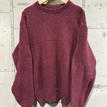 Vintage Chunky Knit Plum Sweater crewneck Cozy Cotton Knitwear 