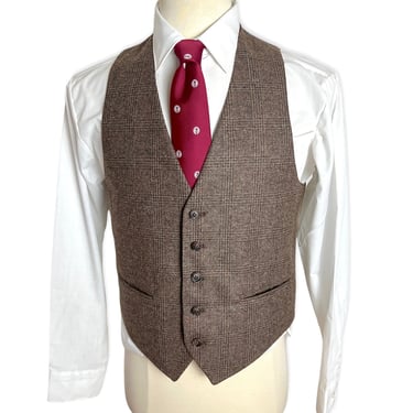 Vintage Wool TWEED Vest ~ size 38 ~ Glen Plaid / Donegal ~ Waistcoat ~ Wedding ~ Preppy / Ivy League / Trad 
