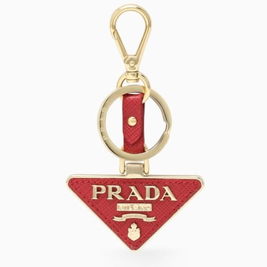 Prada Red Logo Triangle Key Case