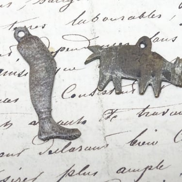 Old Antique Small Leg & Animal Ex Voto Milagros from Latin America, Vintage Mexican Religious Folk Art 
