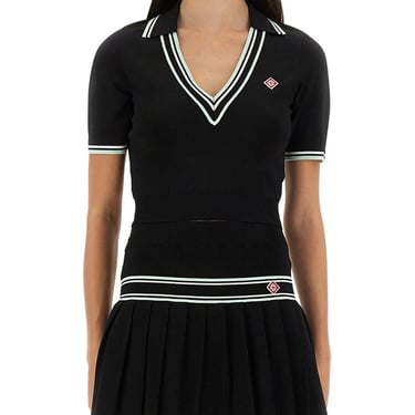 Casablanca Women Viscose V-Neck Polo Shirt